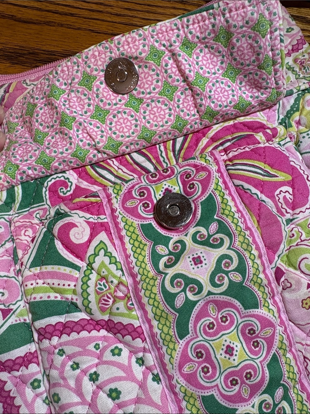 Vera Bradley Pink, Green and White Quilted Crossbody Bag - Picture 2 of 4